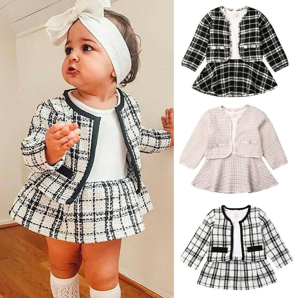 Long-sleeved Dresses Two-piece Children's Baby Small Incense Wind Suit