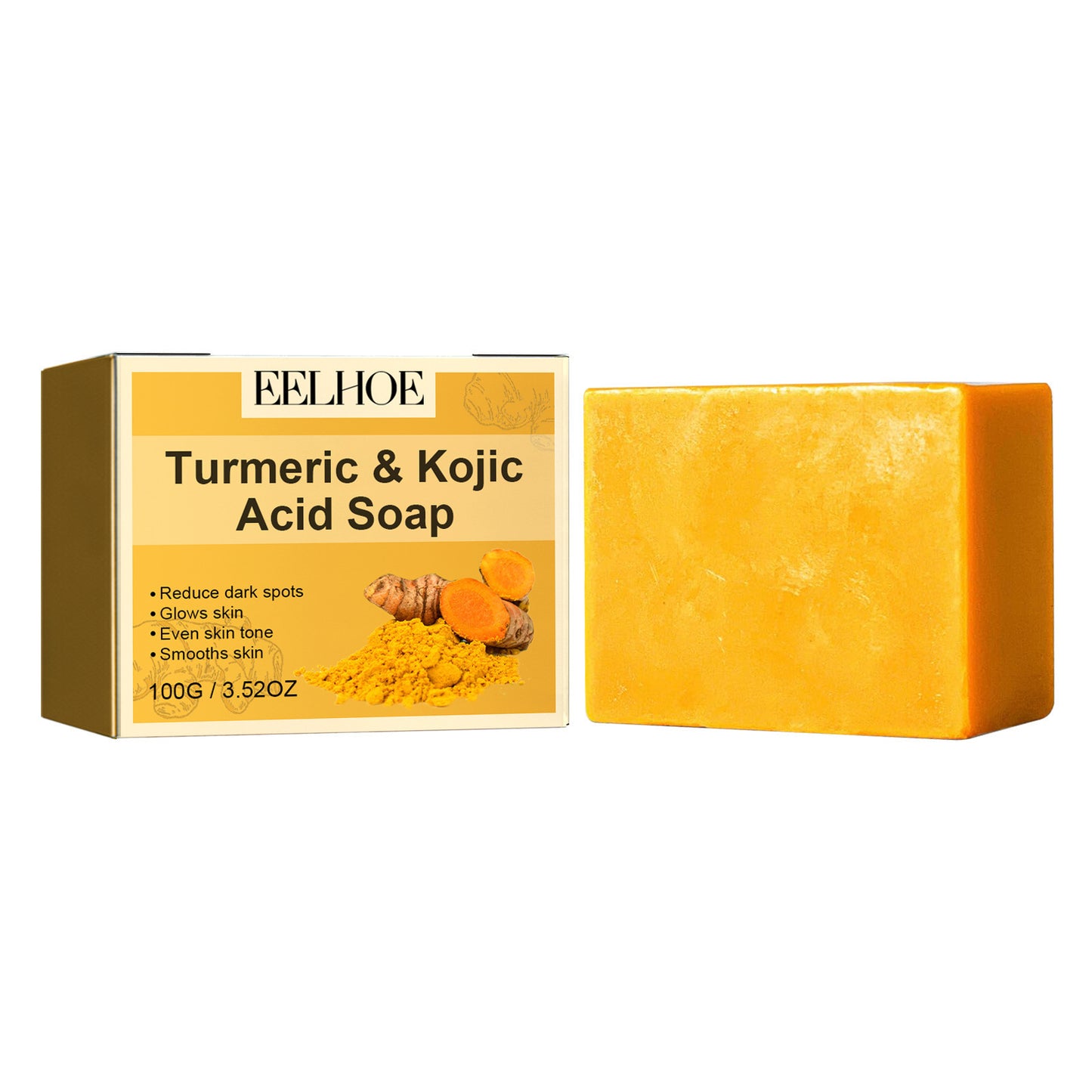 Turmeric And Kojic Acid Soap Gently Clean Facial Fading Spots Brighten Skin Color Hydrating Moisturizing