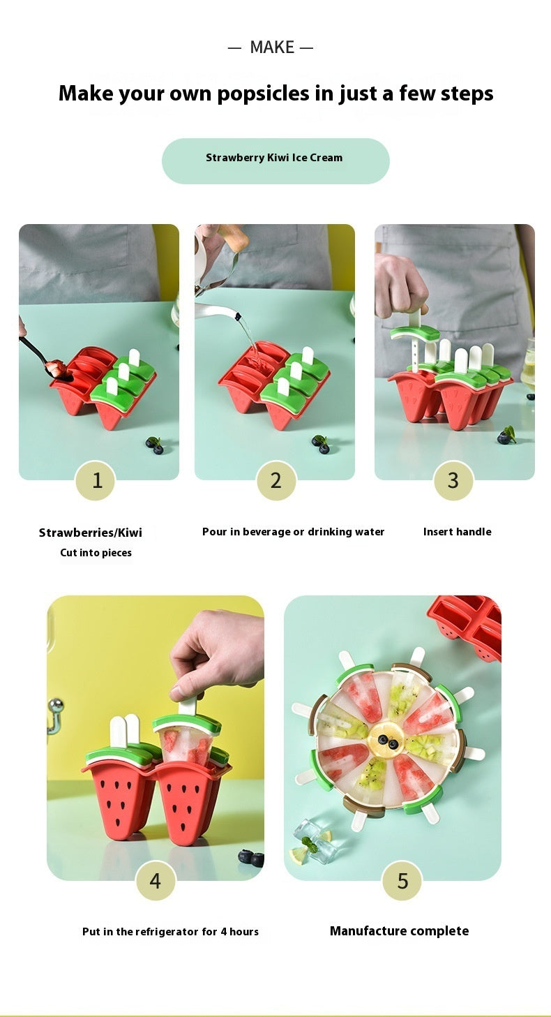 Cartoon 4 Grid Diy Ice Cream Fruit Ice Mold