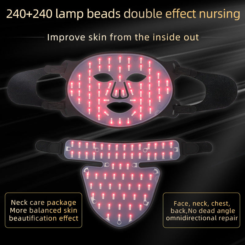 LED Silicone Mask Facial Neck Red Blue Light Household Skin Rejuvenation Mask