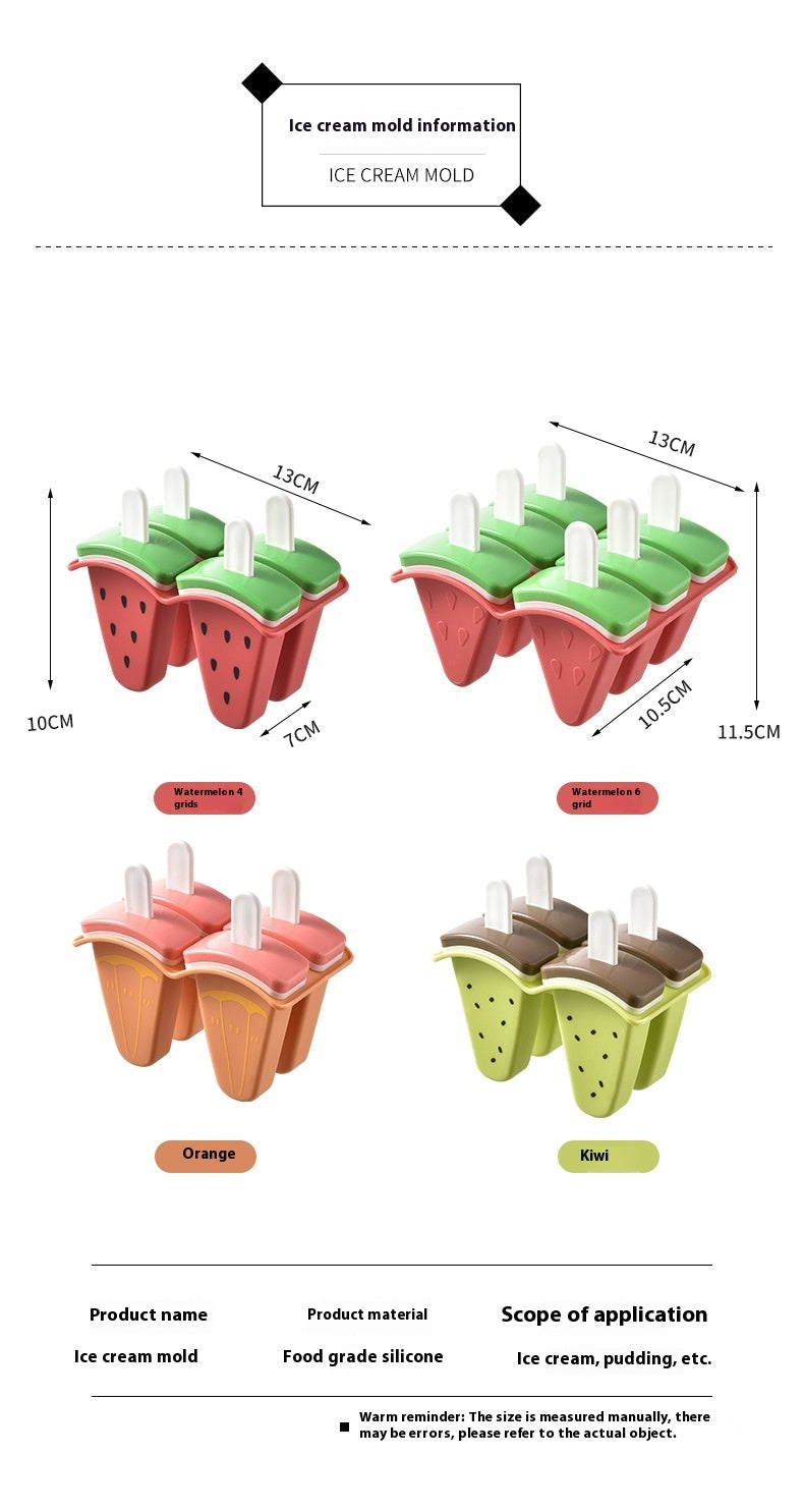 Cartoon 4 Grid Diy Ice Cream Fruit Ice Mold